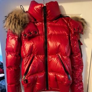 NWOT SAM. Genuine fur hood puffer bomber jacket